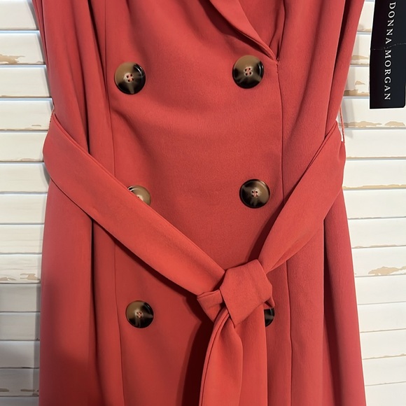 Elegant Terracotta Sleeveless Dress Size 2 - Picture 3 of 11